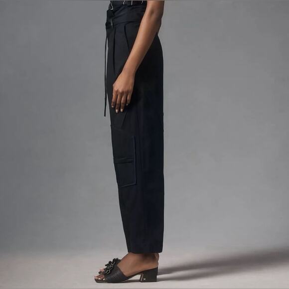 NWT Anthropologie Tiny Dojo Black High Waisted Minimalist Button Front Pants 14 - Picture 2 of 16
